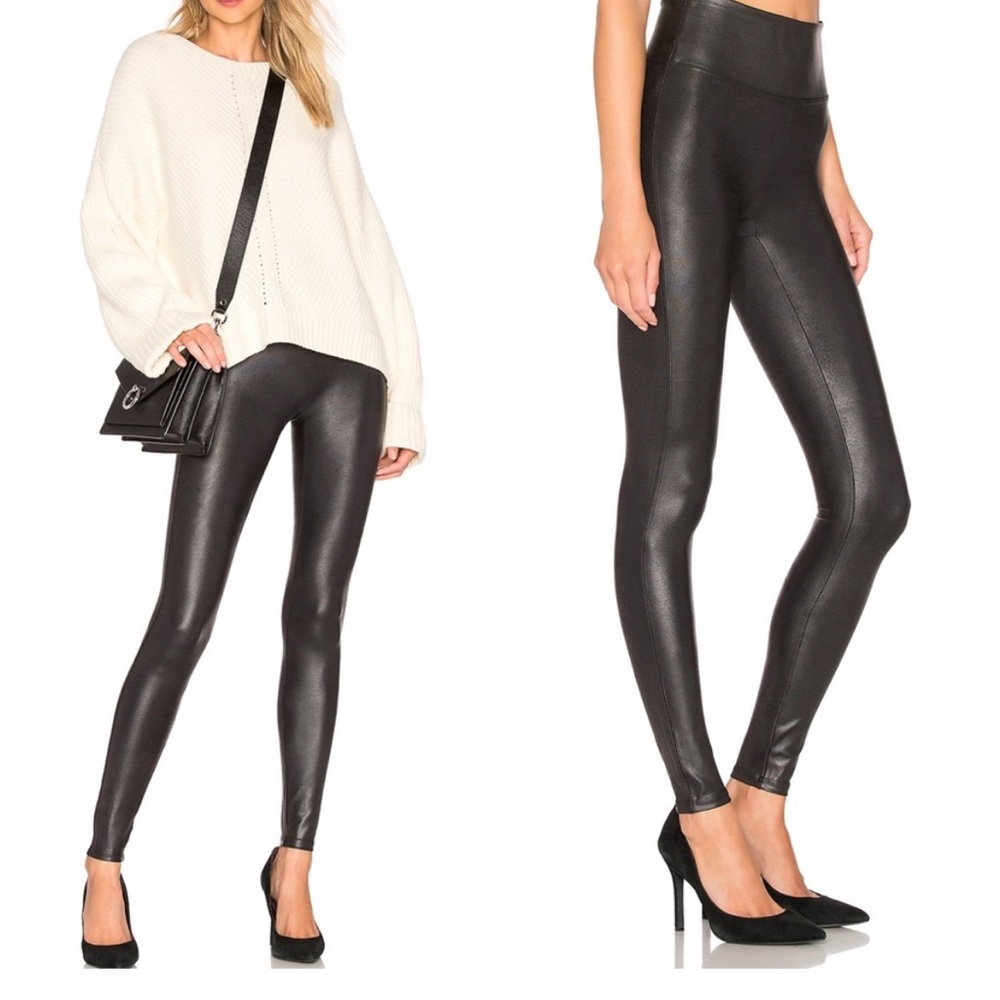 Women's Black Spanx Faux Leather Leggings